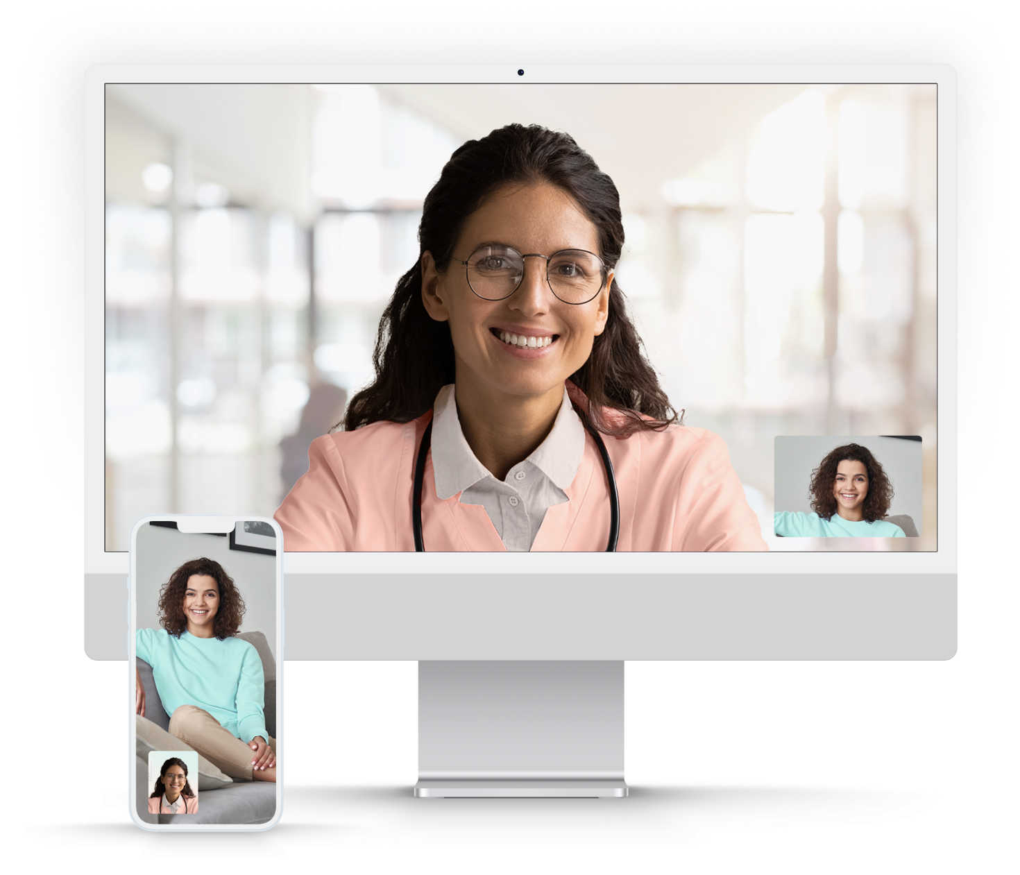 A doctor on a video call with a patient