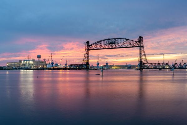sunset at the chesapeake virginia bridge