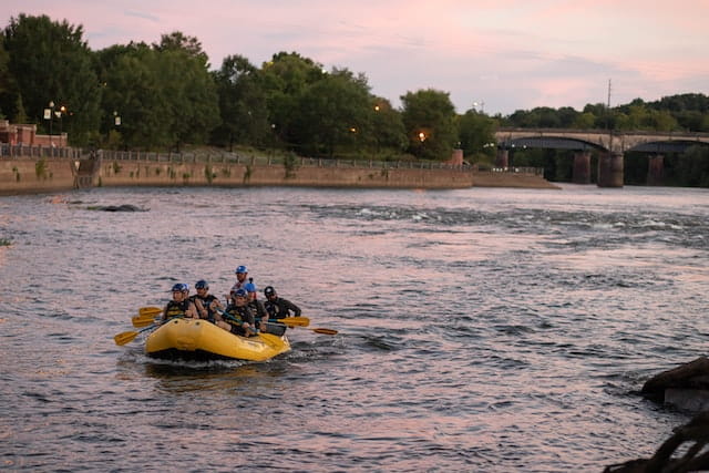 a group of people river rafting in Columbus, Georgia