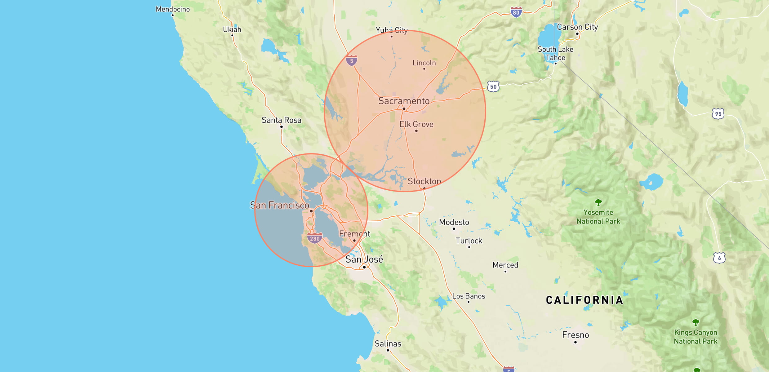 Ketamine coverage area map
