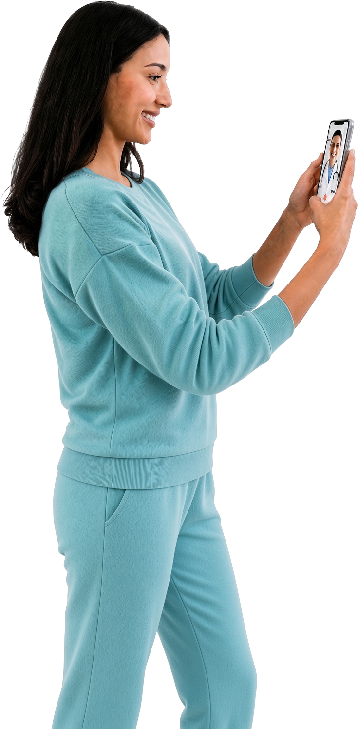 A patient on a Heally video visit with her doctor